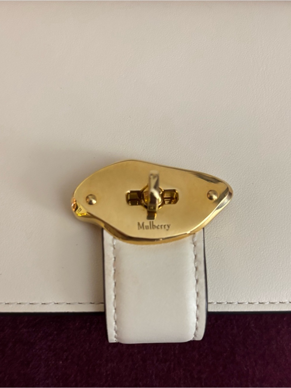 Mulberry Lana Long Bifold Wallet Chalk Leather Gold Foundry Lock - Picture 7 of 10